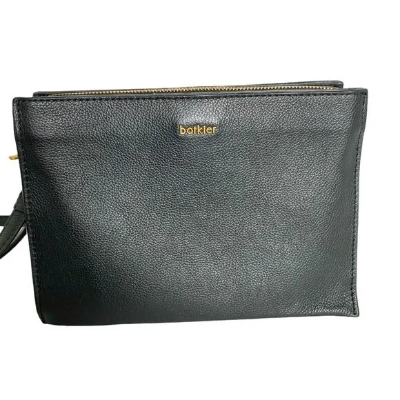 Botkier Black Leather Small Cross Body Purse Minimalist Office Professional Y2K - Picture 1 of 11